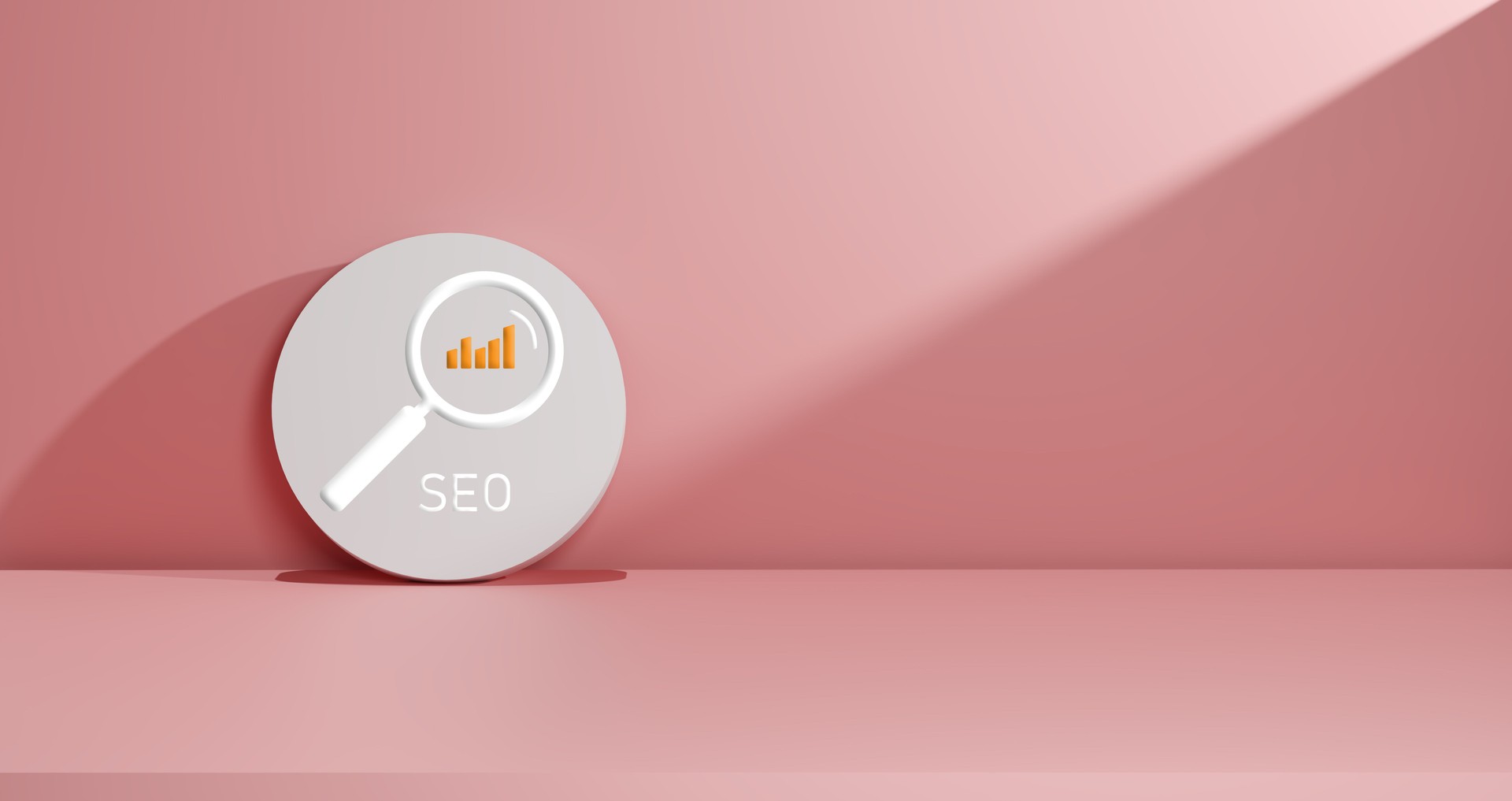 3D magnifying glass with rising bar chart, SEO and digital marketing analytics concept