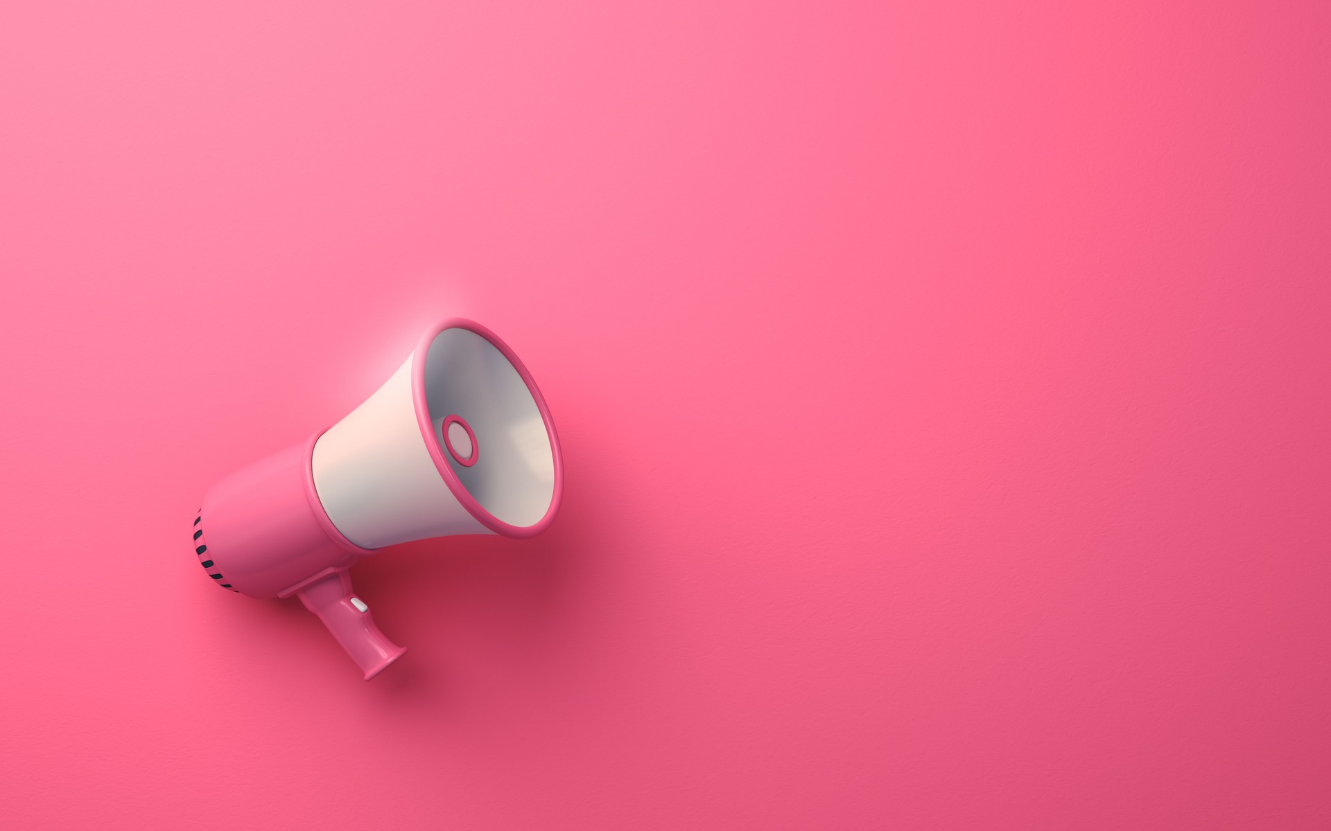 Pink & White Megaphone on Soft Yellow Background